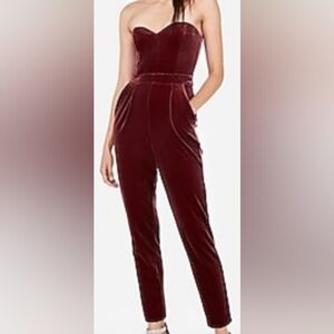 Express Red Velvet Jumpsuit Size 0